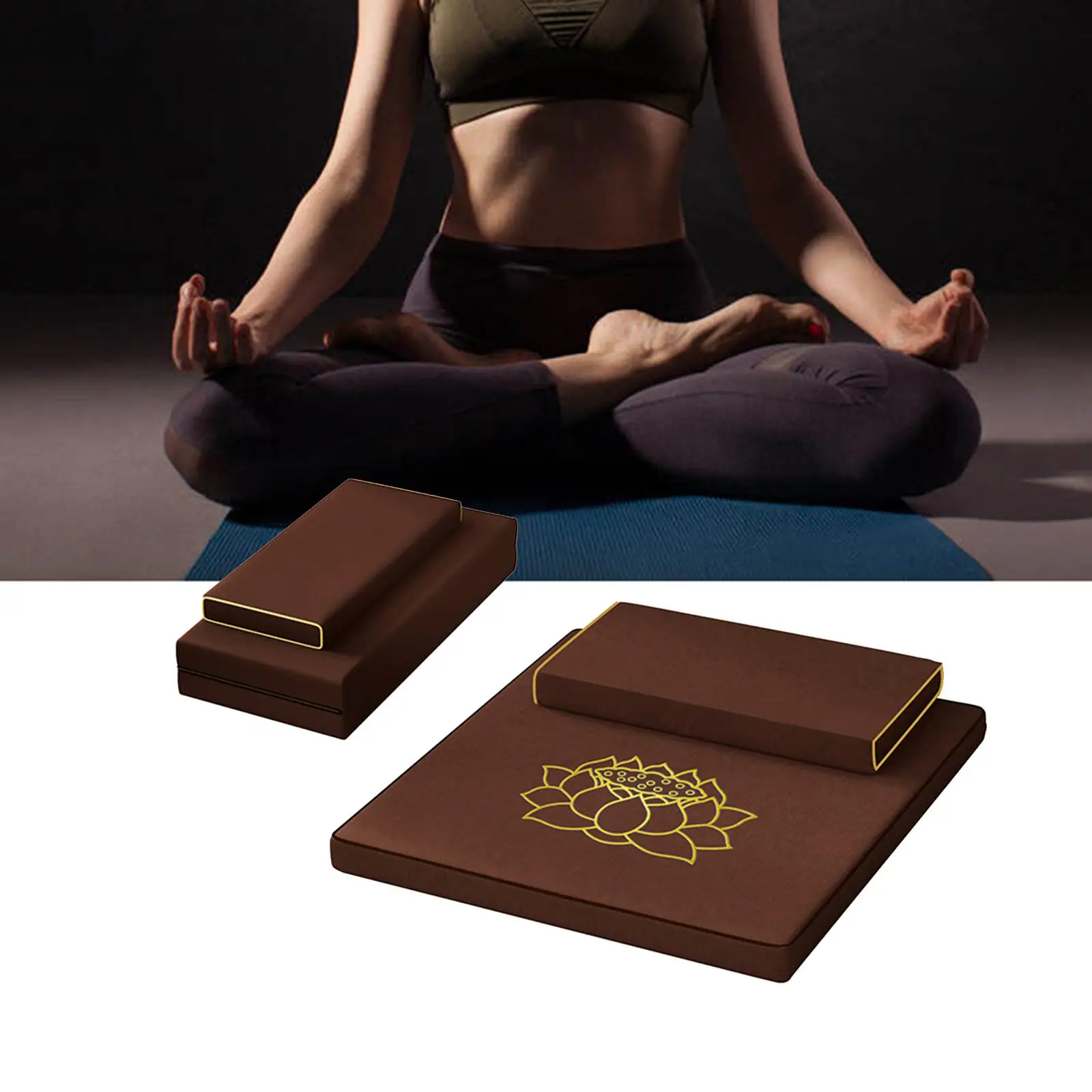 2Pcs Meditation Cushion Set Chair Pad Multifunctional Thick Yoga Mat Set for Living Room Balcony Ceremony Garden