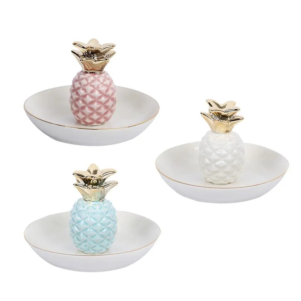Ceramic Pineapples Earrings Holder Jewelry Dish Display Trinkets Trays