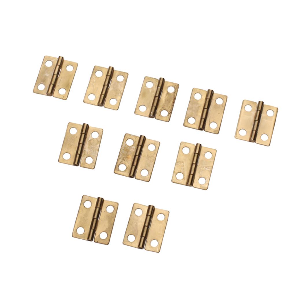 10x Antique Brass Mini Hinges Small Butterfly Butt Hinges for Wooden Jewelry Boxes Chests Furniture