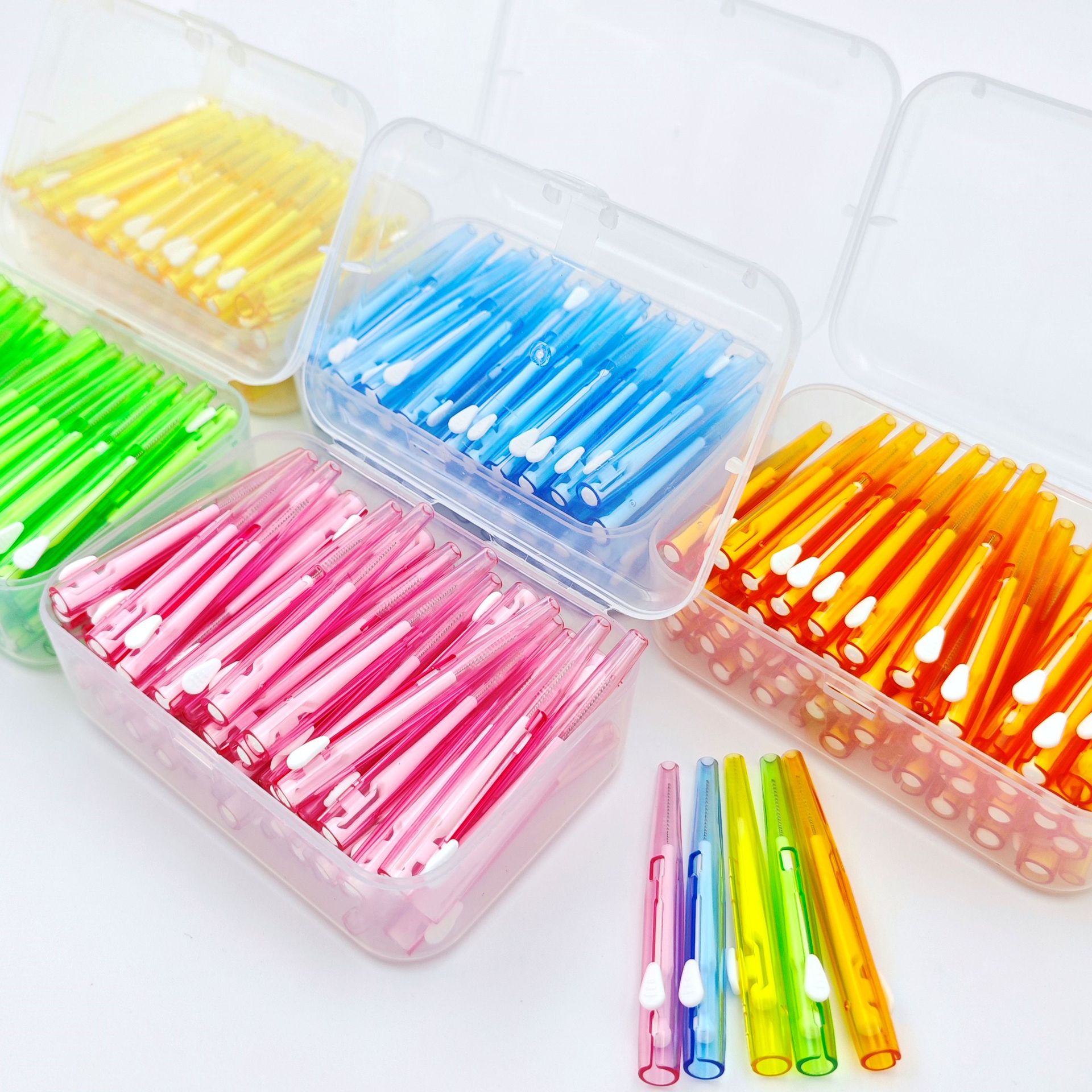 60 Stück/Box I-Typ Push-Pull-Interdentalbürste 0,6–1,5 mm Reinigung zwischen den Zähnen Mundpflege Kieferorthopädie I-Form Zahnseide – Detail 3
