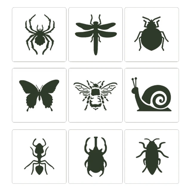 co231 9Pcs Insect Animal Drawing Templates 6'' PET Stencils for