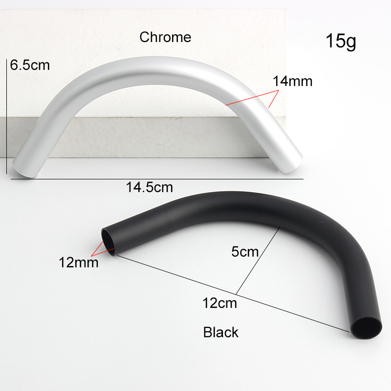 4-10pcs 14.5x6.5cm 2022 New Black And Chrome New Hot Sale Alloy Aluminum Curved Tube Handle For Bag Accessories – Detail 4