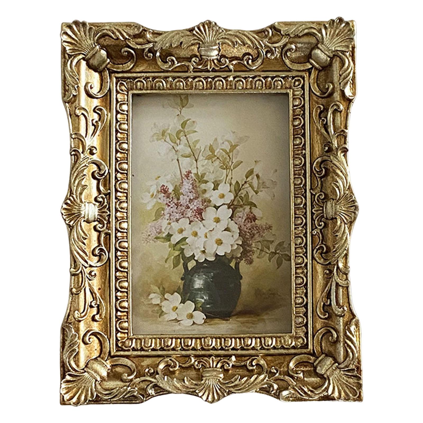 Photo Frame Picture Holder Tabletop Wall Hanging Resin Picture Frame Embossed Frame for Bedroom Living Room Decor