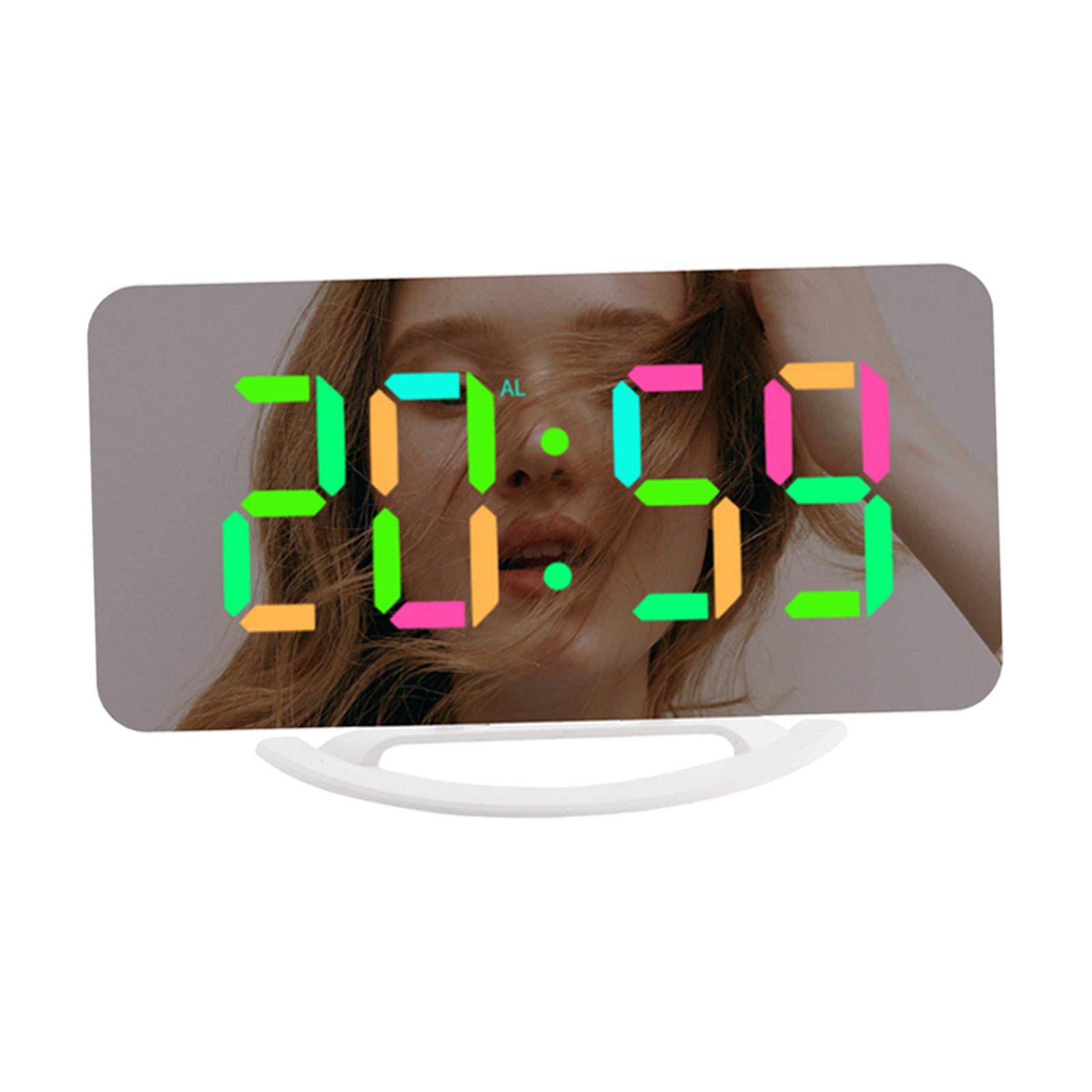 Digital Clock LED Alarm Clock USB Charger Dimmer 7 Colors Modern 12H 24H Large