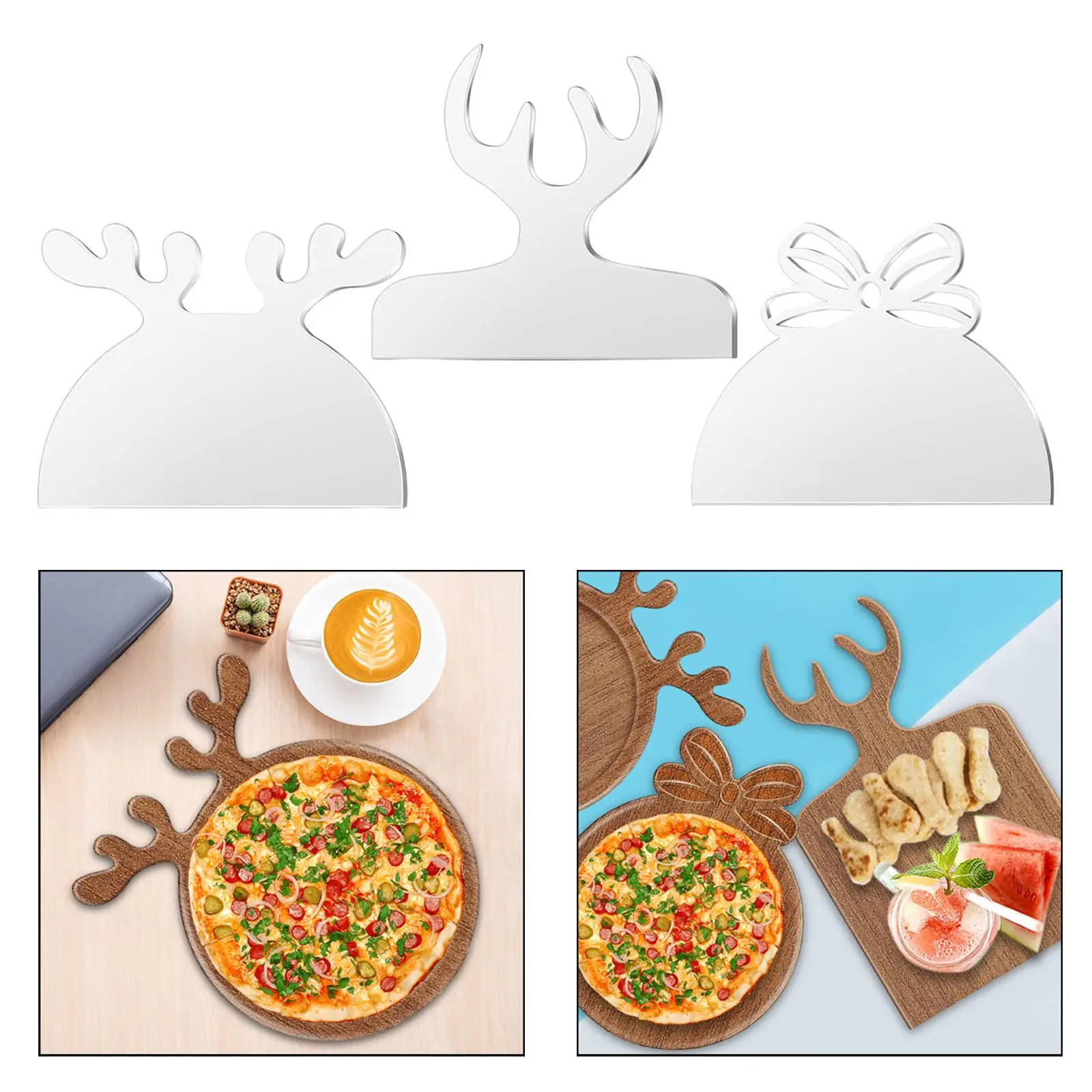 3Pcs Charcuterie Template Holiday Decorations Christmas Elk Router Templates Guide Tools Xmas Theme Cutting Board Stand Template