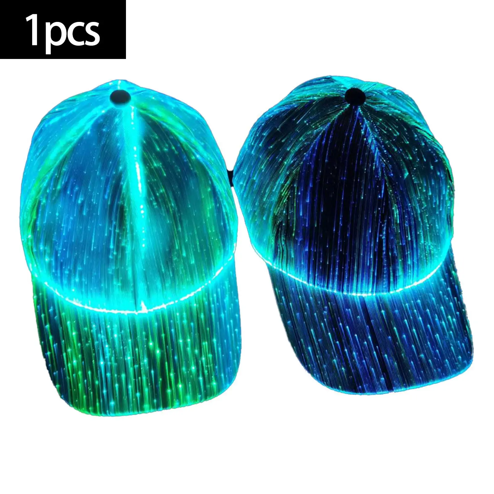 LED Fiber Optic Hat USB Rechargeable Hip Hop Party Hat 7 Colors Flashing Baseball Caps for Concert Disco Event Christmas Holiday
