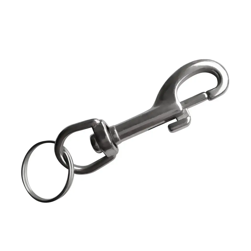 316 Stainless Steel Single Ended  Snap Hook Keyring For Scuba Diving