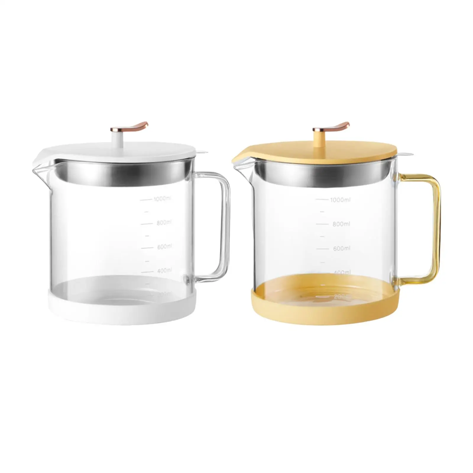 Transparent Grease Container with Strainer 1000ml Storage Tank Fat Separator and Lid Oil Filter Pot Cooking Oil Container