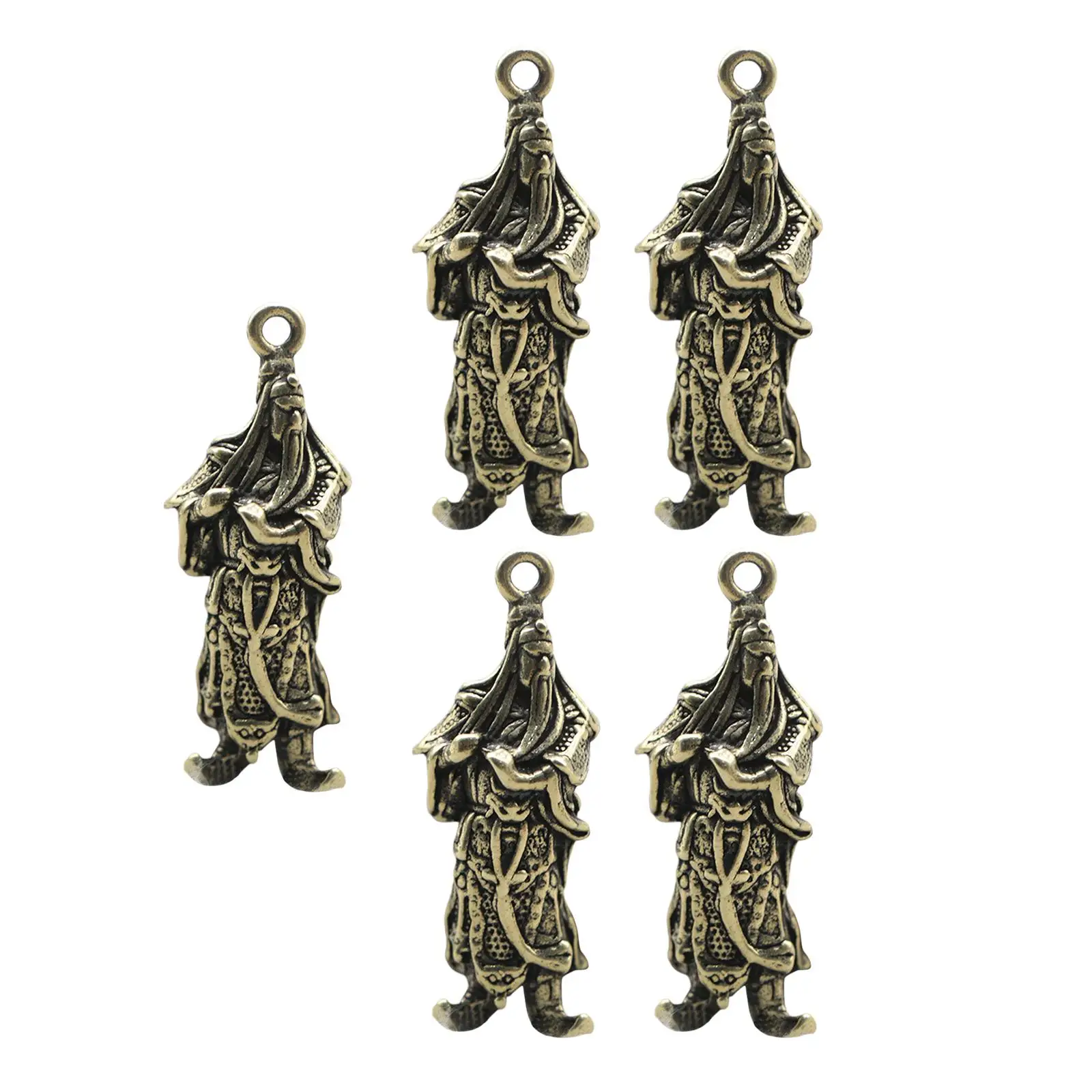 5 Pieces Copper Small Statues Figurine Novelty Gift Pendant Collectible for Decor Keychains Home Decoration Bracelet Necklace