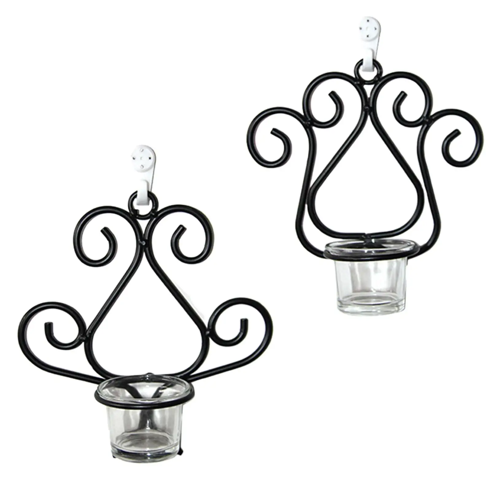 Retro Style Iron Wall Hanging Candle Stand Ornament Tea Light Holder Candelabra Candlestick Holder for Dinner Bedroom Wedding