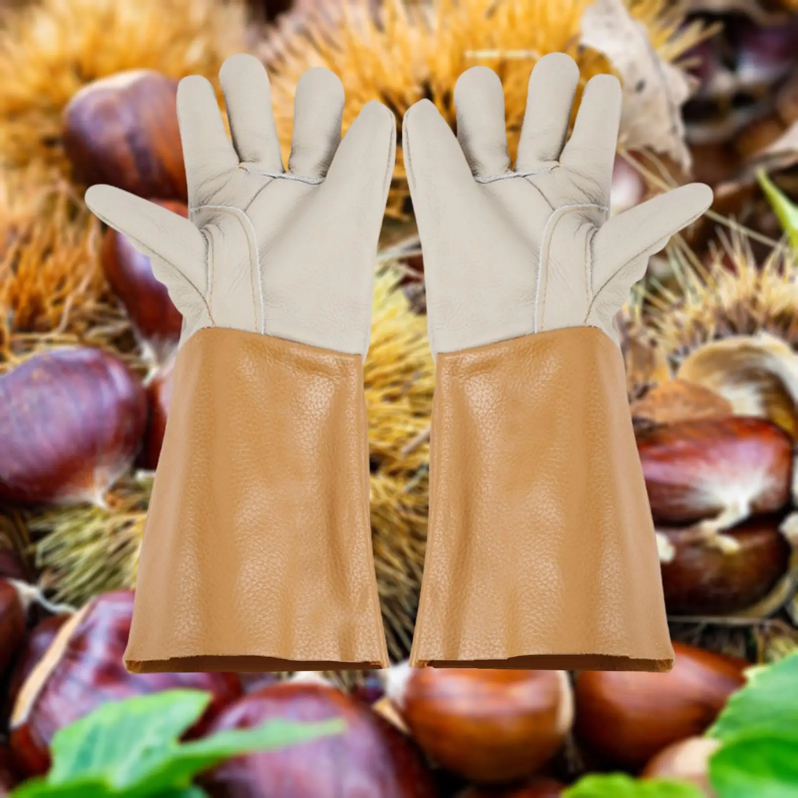 Garden Gloves Anti Thorn PU Leather Working Gloves Accessory Multifunctional Waterproof Universal Use Length 38cm for Patio Lawn