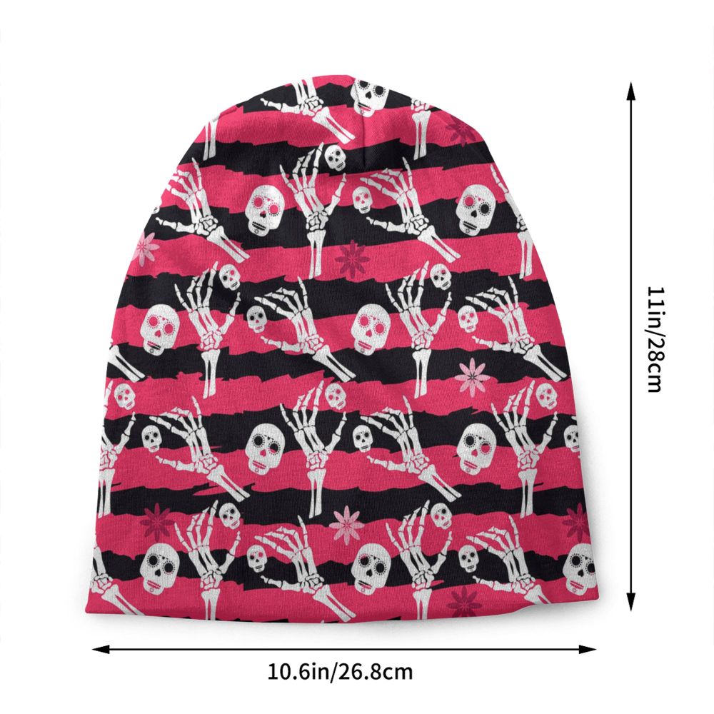 Benutzerdefinierte Schädel Druck Motorhaube Hüte Straße Stricken Hut Für Frauen Männer Winter Warme Horror Skeleton Tod Skullies Beanies Caps – Detail 8
