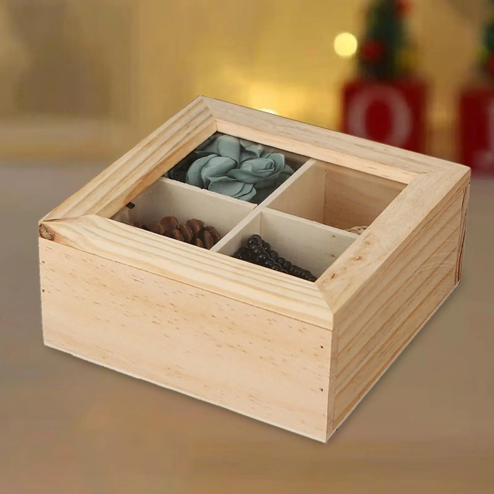 Wooden Storage Box Jewelry Display Case with Lid Home Decor Tea Box Organizer for Jewelry Bracelets Necklaces Earrings Crafts