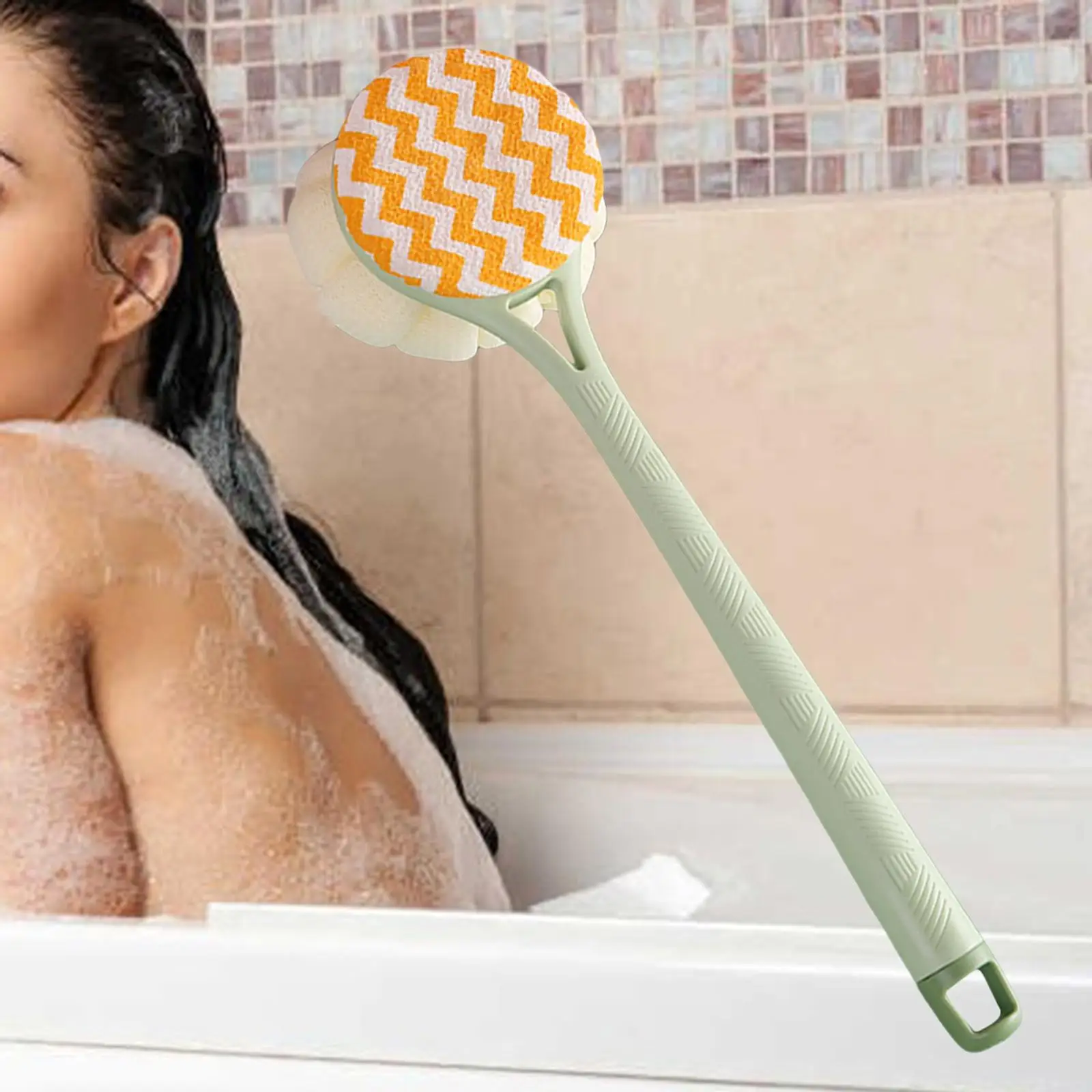 Double Side Long Handle Back Shower Brush Deep Cleaning Exfoliating Brush Back Scrubber Body Exfoliator for Bathroom Accessories