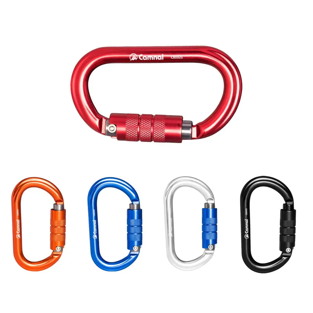25KN Rock Climbing Carabiner D-shaped Snap Hook Open  for Outdoor Sports Hardware Tool