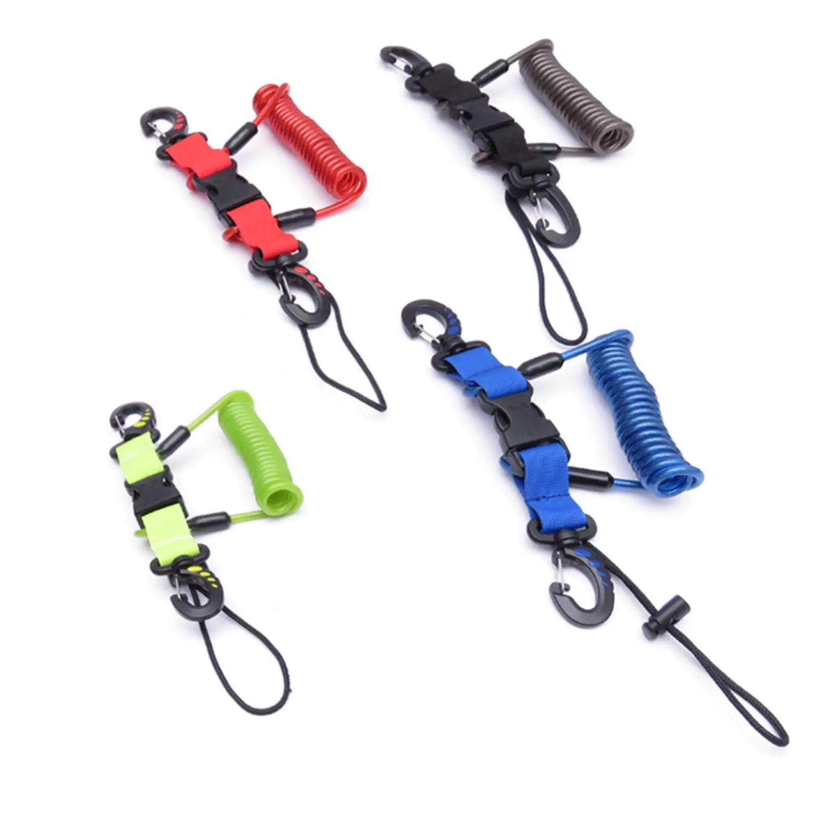 Scuba Diving Anti lost Spiral Spring Coil Lanyard Safety Emergency Tool with Quick Release Buckle