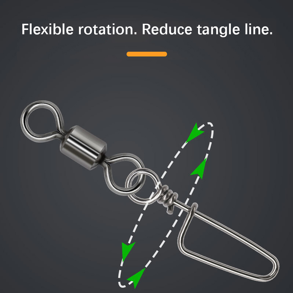 Description Picture 6 of itemDNDYUJU 10-30X Fishing Rolling Bearing Swivels Solid Ring Interlock Snap For Fishhook Lure Fishing Connector Tackle Accessories