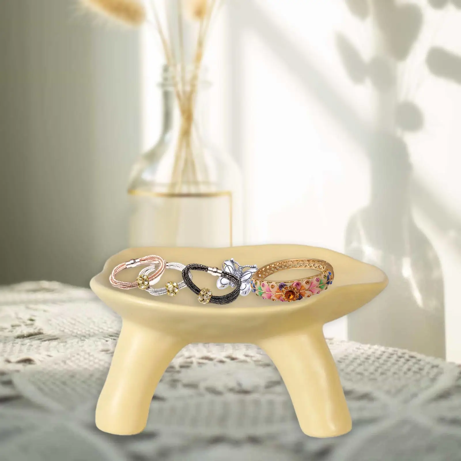 Jewelry Tray Earring Organizer Key Holder Decorative Tray Serving Tray Trinket Dish for Bathroom Countertop Home Desktop Dinner