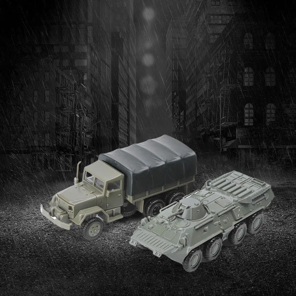 1:72 Scale 4D Armored M35 Truck & -80 Tank Model Vehicle Building Model Home Shelf Ornament