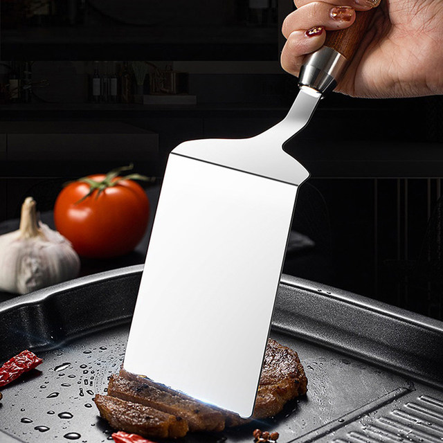 1PC Stainless Steel Steak Spatula Pancake Scraper Turner Grill Beef Fried  Pizza Shovel With Wood Handle Kitchen BBQ Tools - AliExpress