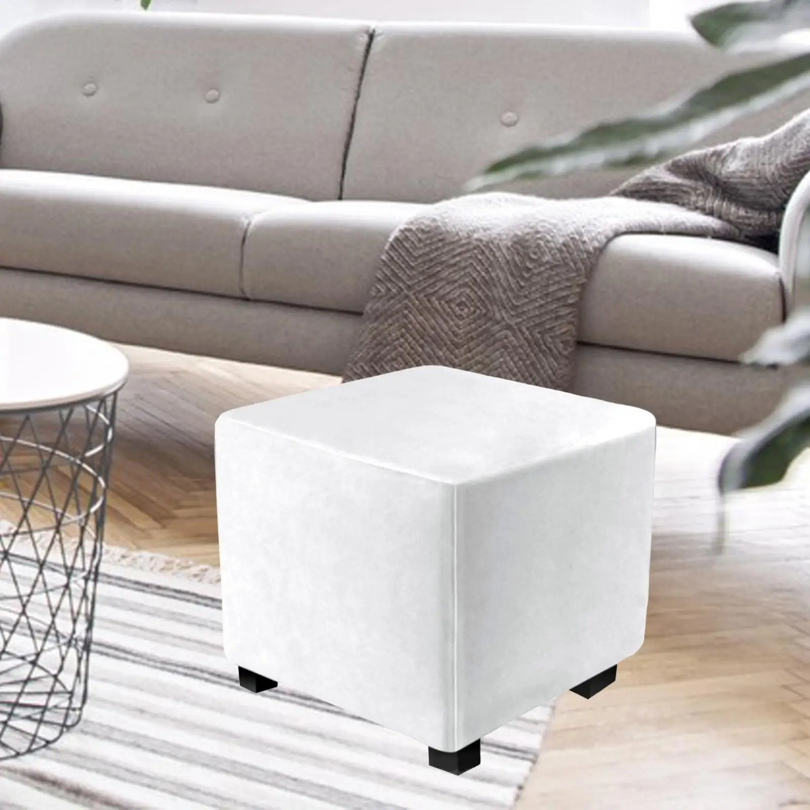 Removable Square Chair Cover Elastic Bottom Stool Furniture Protector Dustproof Footrest Foot Stool Slipcover Ottoman Cover