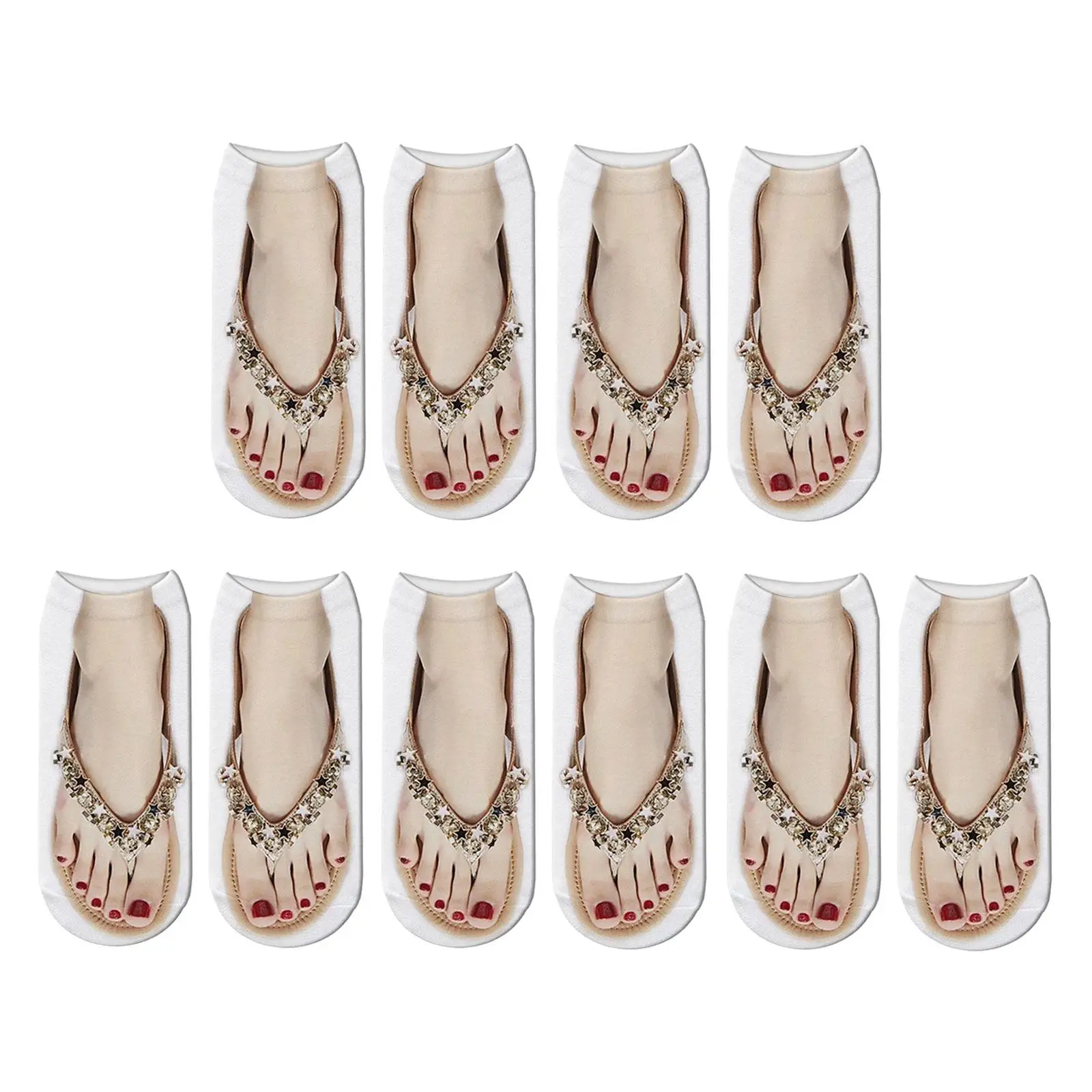 Manicure Print Socks Elastic Fashion Hidden Low Ankle Socks 3D Pattern Socks for Running Women Girls Halloween Yoga Walking
