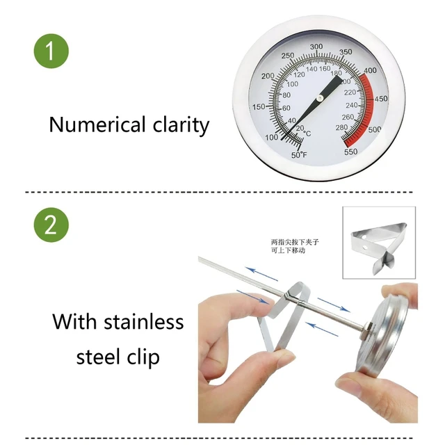 Turkey Fryer Thermometer Oil Thermometer Gauge Deep Fry Clip Stainless  Steel BBQ Temperature Sensor Meter Cooking Pocket Probe