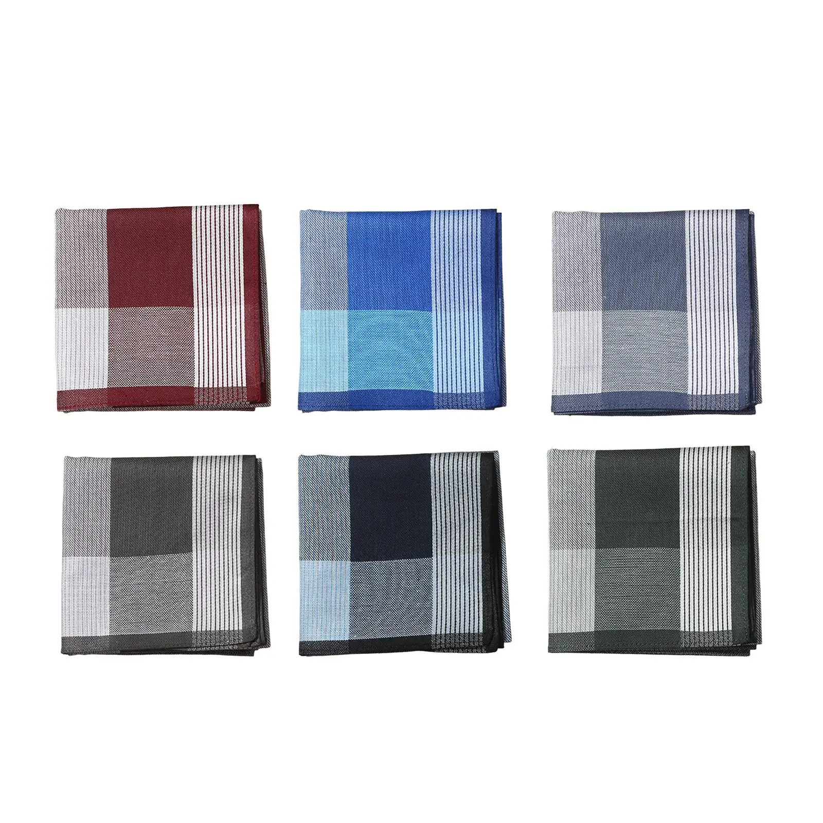 6x Cloth Men`s Handkerchiefs Premium Assorted Color 43x43cm Gifts Pocket Square Hankies for Casual Grooms Father Prom Birthday