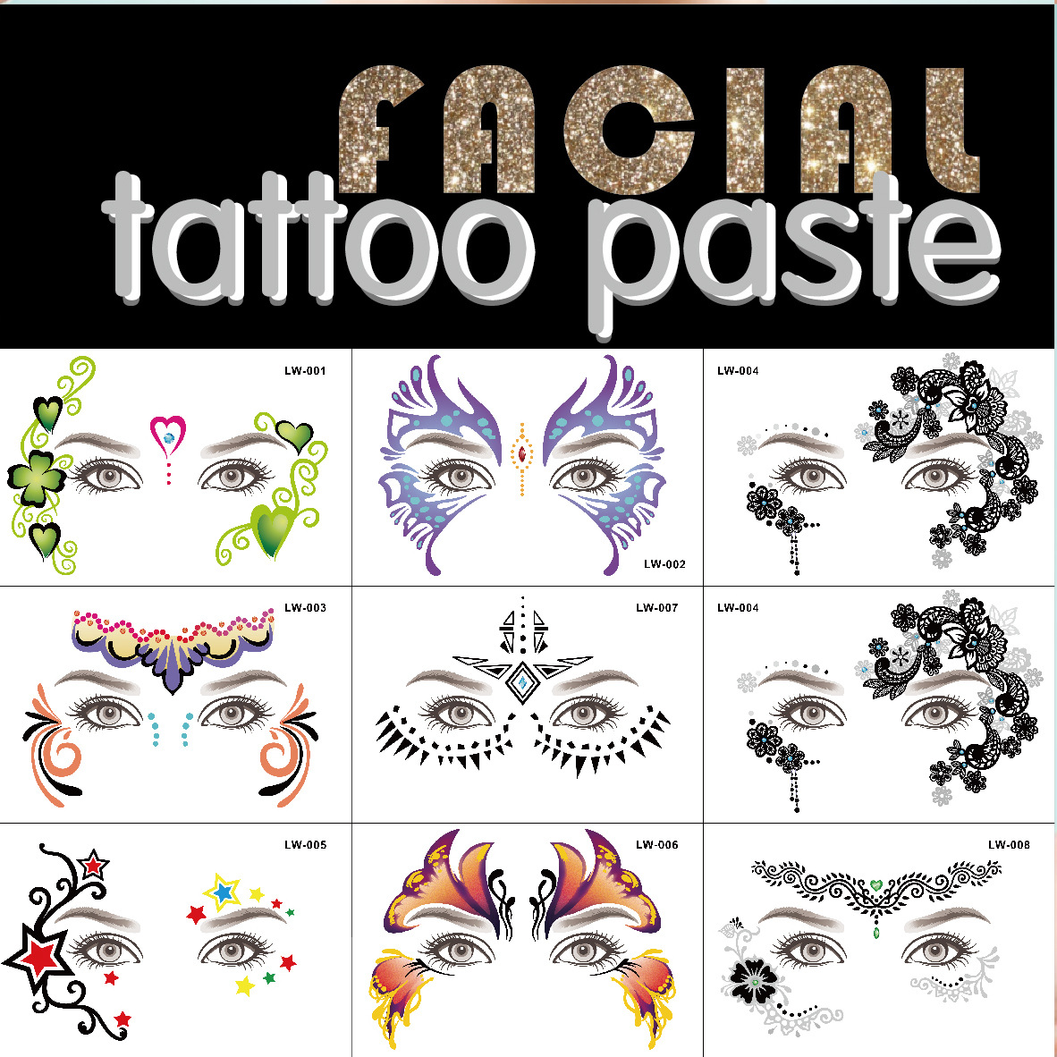 Best of 8 Halloween Face Stickers Eyebrow Eye Temporary Tattoo Stickers Makeup Face Facial Dress Up Tattoo Stickers Waterproof Reviews & Tips