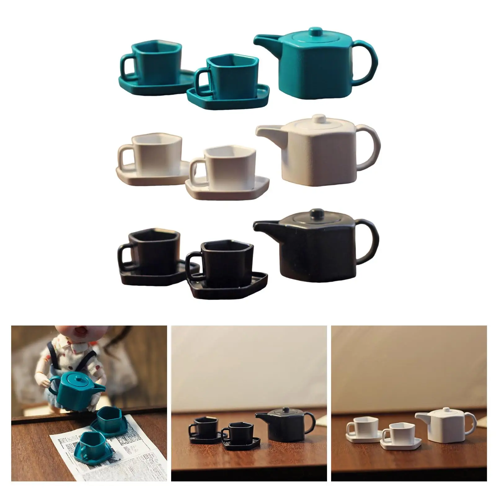Mini 1/12 Dollhouse Teapot Set Furniture Decoration Realistic for Kitchen