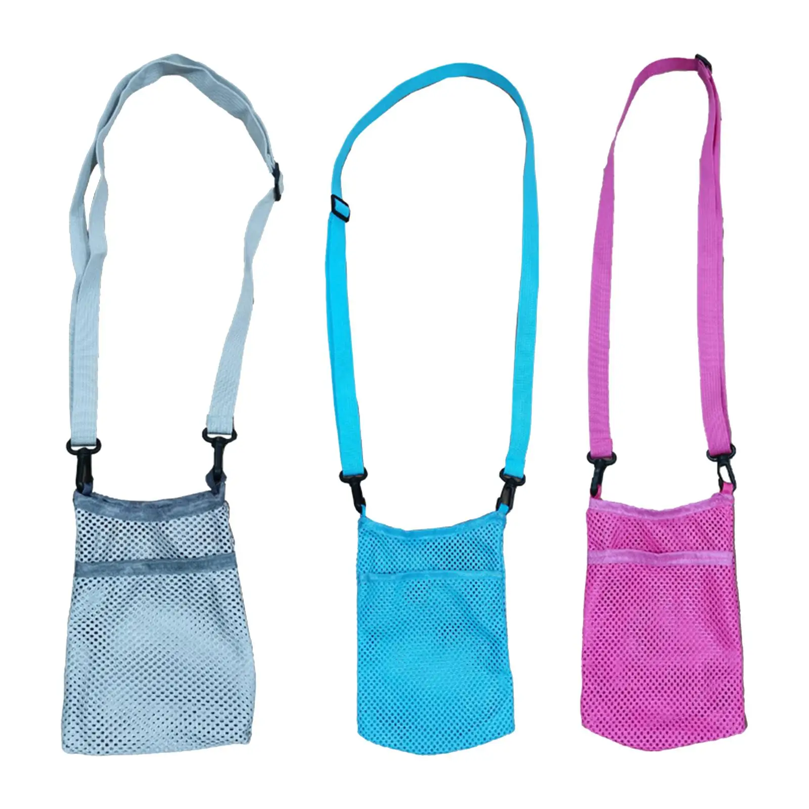 Water Bottle Carrier Bag Adjustable Shoulder Strap Reusable Mesh Water Bottle Pouch for Running Sport Picnic Hiking Camping