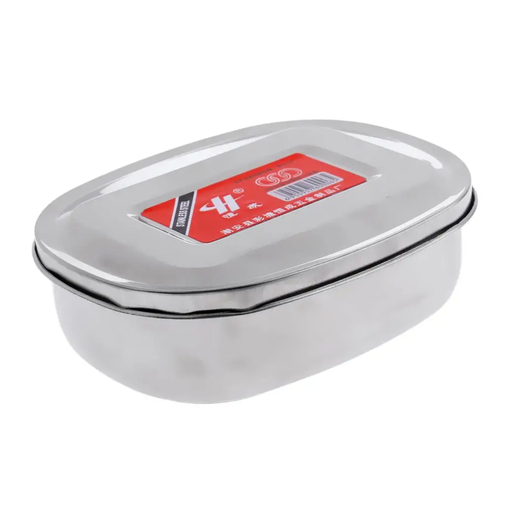 Multi-purpose Oval Shape Lunch Box Stainless Steel Bento Food Container Lunchbox, Eco-Friendly, Dishwasher Safe and Durable