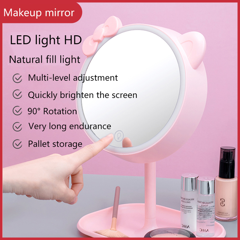 Best of Portable Makeup Mirror USB Rechargeable Compact LED Vanity Mirror With Touch Screen Dimming Makeup Mirror Home Small Night Light Reviews & Tips