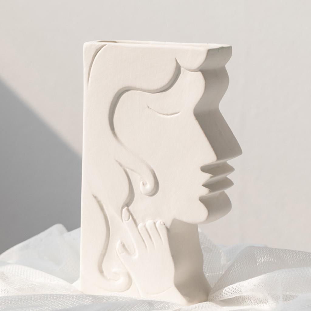 Nordic Human Face Ceramic Flower Pot Flower Arrangement Art Decorative Statue for Christmas Decoration Centerpiece Office Indoor