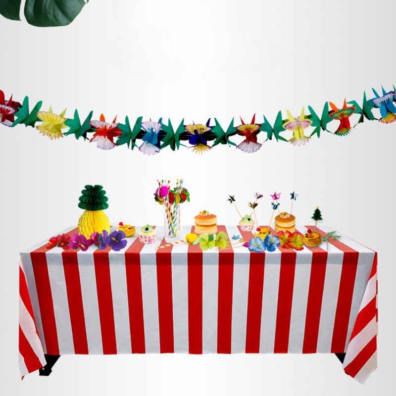 Description Picture 4 of itemFamily Party Circus Christmas Red and White Striped Tablecloth Holiday Party Table Setting Props New Layout Atmosphere