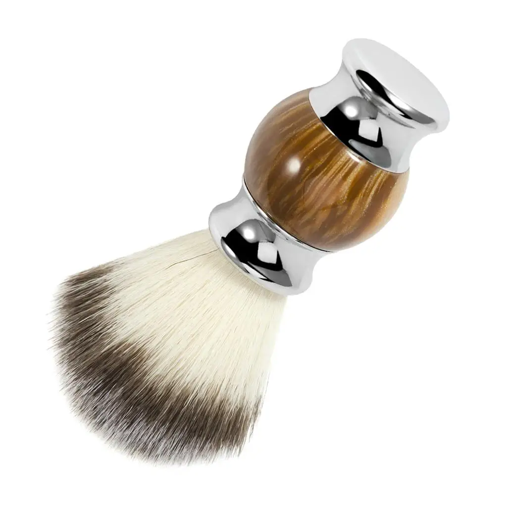 Resin Handle Men Mustache Shaving Brush Grooming Tool for Barber Salon Brown