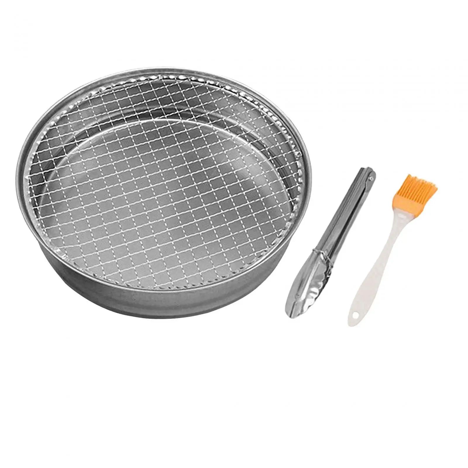 Disposable Charcoal Grill Portable Stainless Steel Baking Tray with Brush and Tongs for Cooking Patio Backpacking Hiking