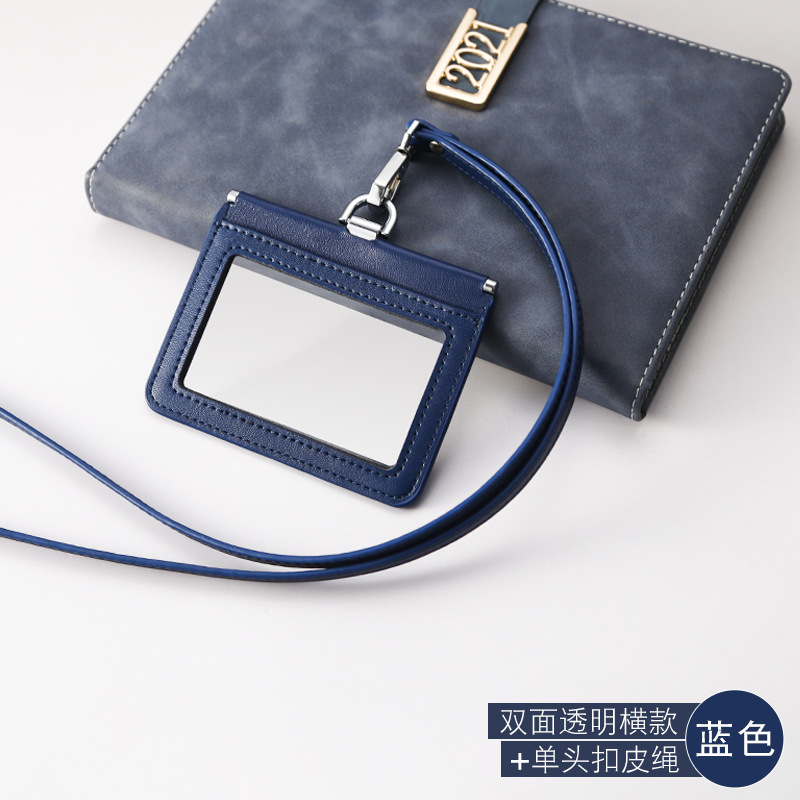 Neue Kuh Leder ID Karte Set Abzeichen Halter Fall doppelseitige Transparente Arbeits Lizenz Stück Set Lanyard Typenschild Schutzhülle – Detail 21