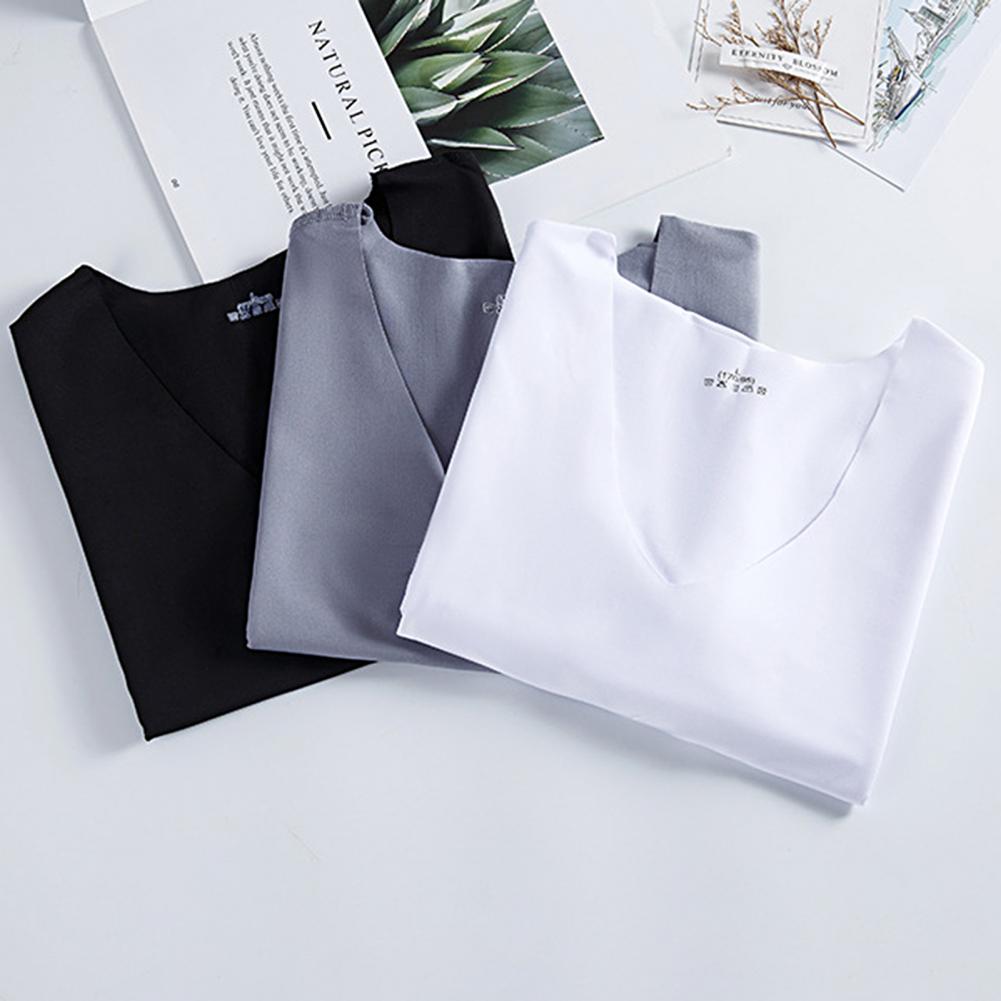 Men Vest Sleeveless V-Neck Quick Dry Ice Silk Vest T-Shirts Tank Top for Daily Wear