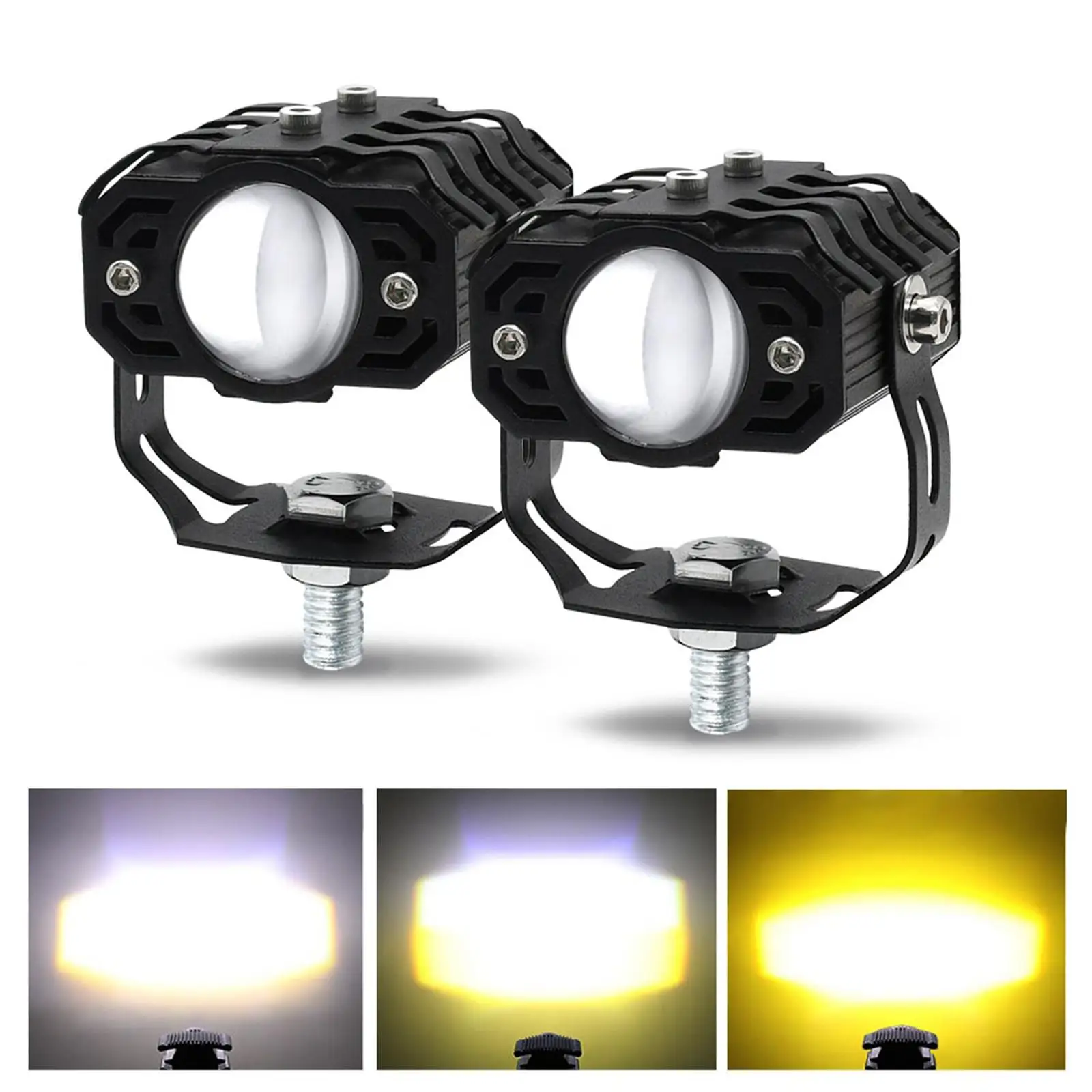 2Pcs Motorcycle Auxiliary Driving Lights Mini Spotlights Front for Car