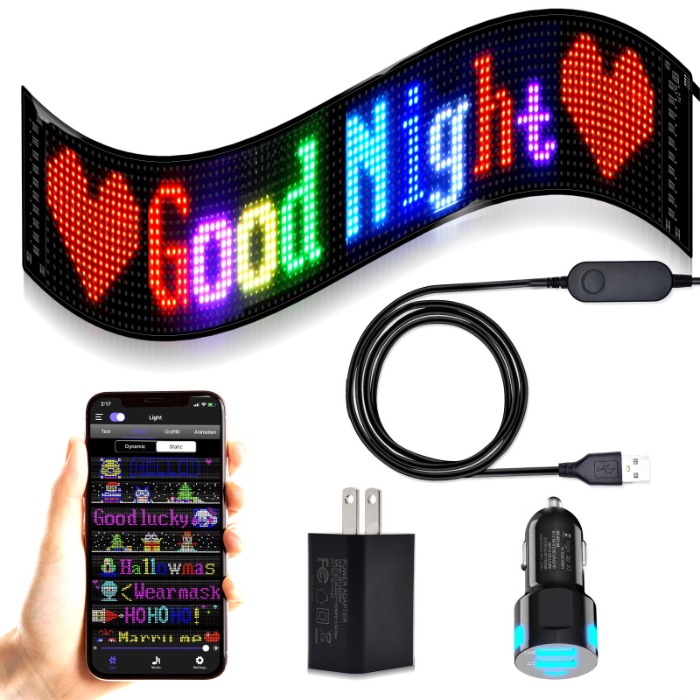 Description Picture 2 of itemScrolling Advertising LED Sign USB 5V App Control Logo Light DIY Custom Text Pattern Animation Programmable Display Car Screen