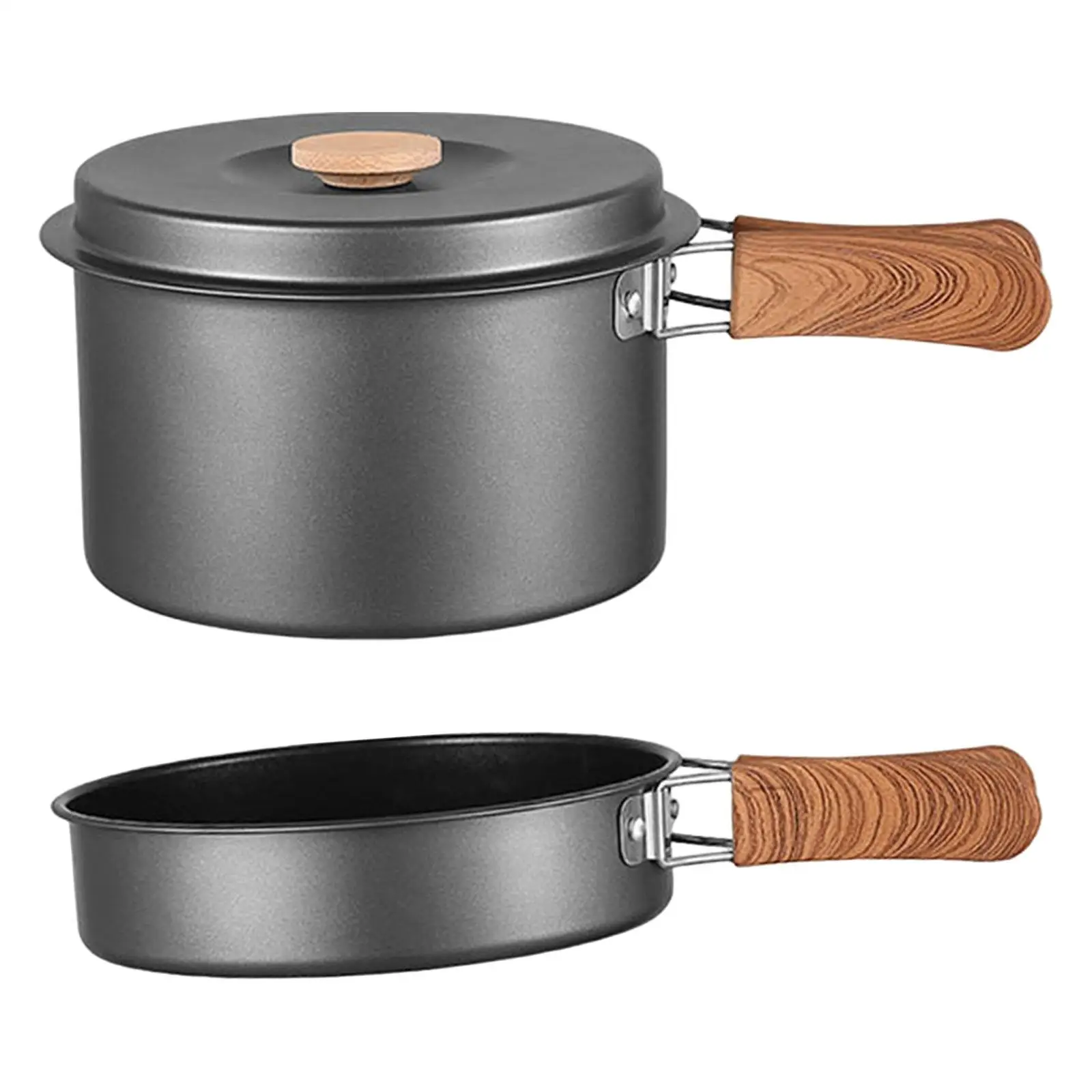 Camping Pot Campfire Kettle with Lid and Folding Handle Cookware Cooking Pot