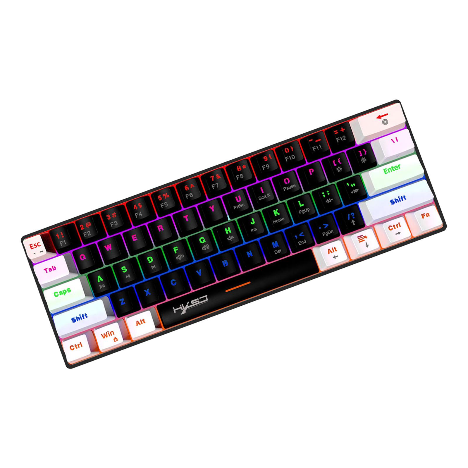 Mechanical Keyboard Portable Backlit USB 60% Compact Mixed Light for Laptop