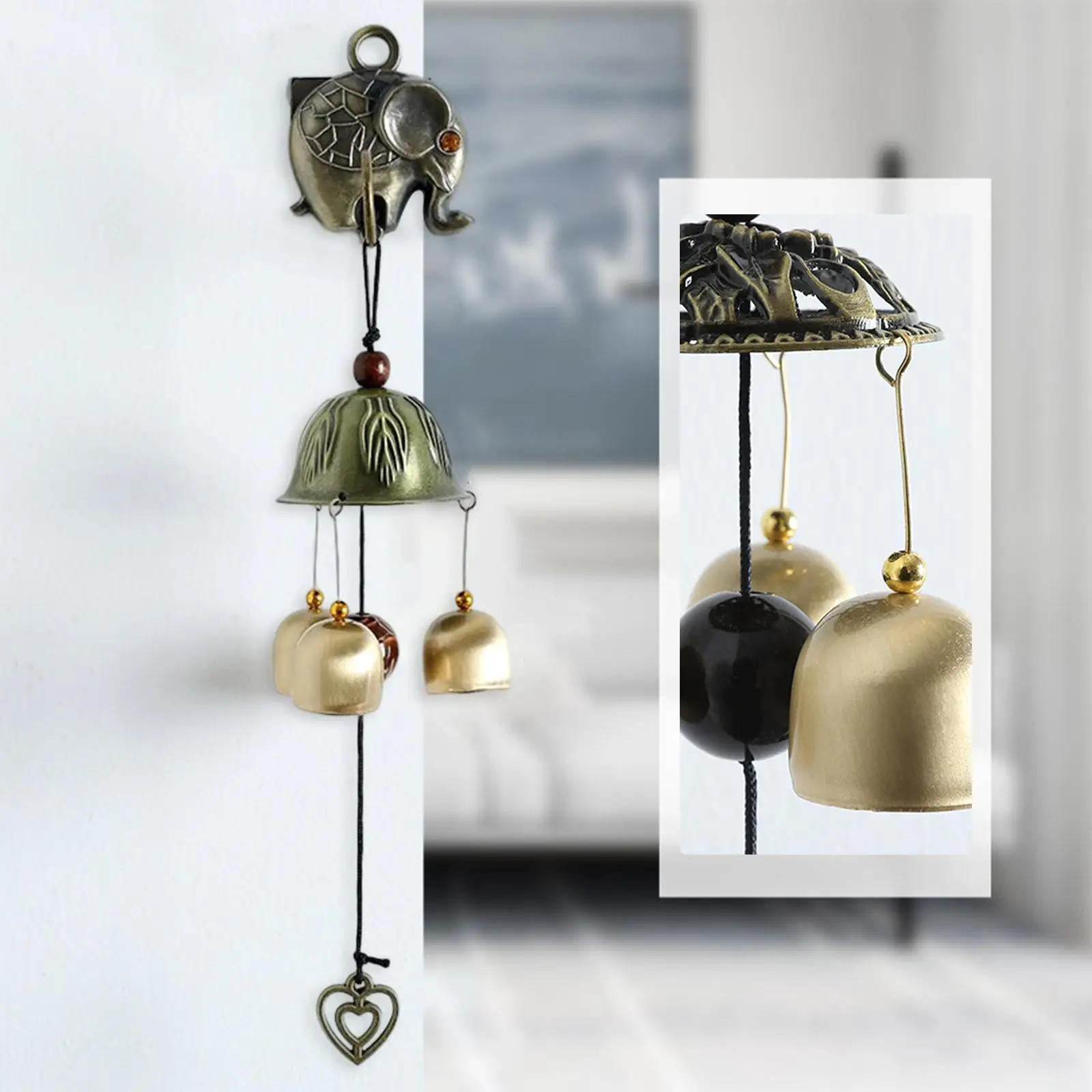 Wind Chimes Wall Hanging Manual Doorbell Metal Bell Windchime for Front Entrance Store Reminder Home Indoor Outdoor Ornament
