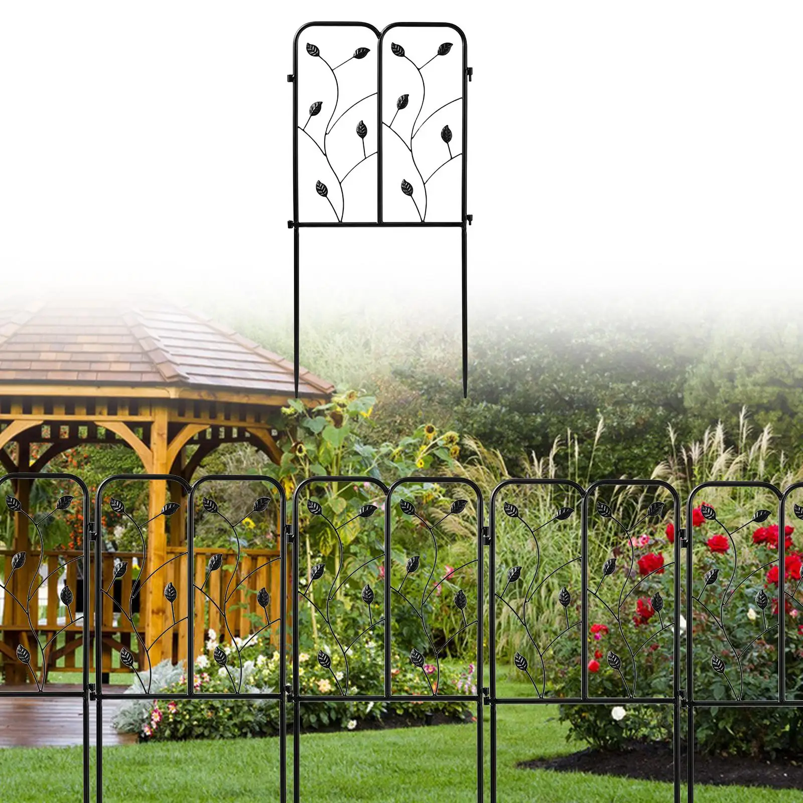 Metal Border Edging Flower Bed Barrier Patio Fences Landscape Garden Fence Panel Tall for Door Outside Backyard Privacy Outdoor