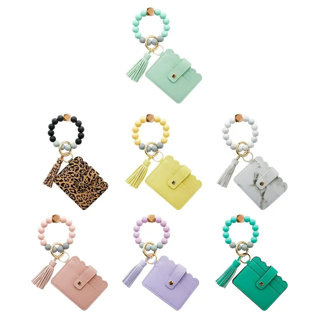 Bracelet with Holder Purse for Women Girls, Large Key Wristlet Key Chain Purse Wallet Cardholder Wallets