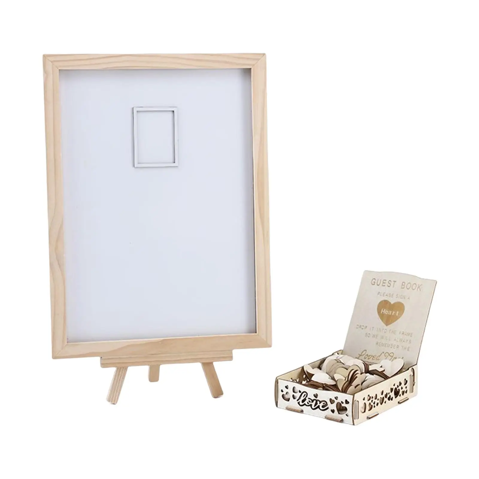 Wedding Guest Book Heart Drop Box, Wooden Rustic Display Picture Frame for Reception, Farmhouse Decoration Sign In Dropbox