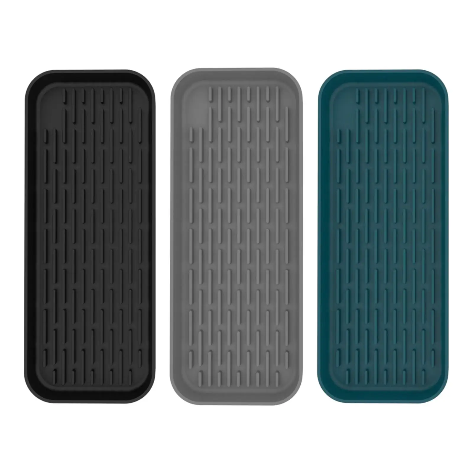 Silicone Tray Kitchen Storage Tray Protector Mats Non Slip Tableware Drip Tray for Home Bathroom Kitchen Hotel Countertop