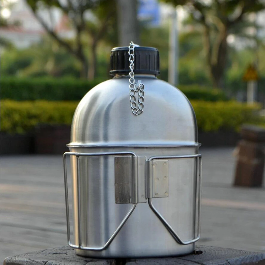   Stainless Steel 1L Kettle and 0.6L Cup Outdoor Camping Kettle