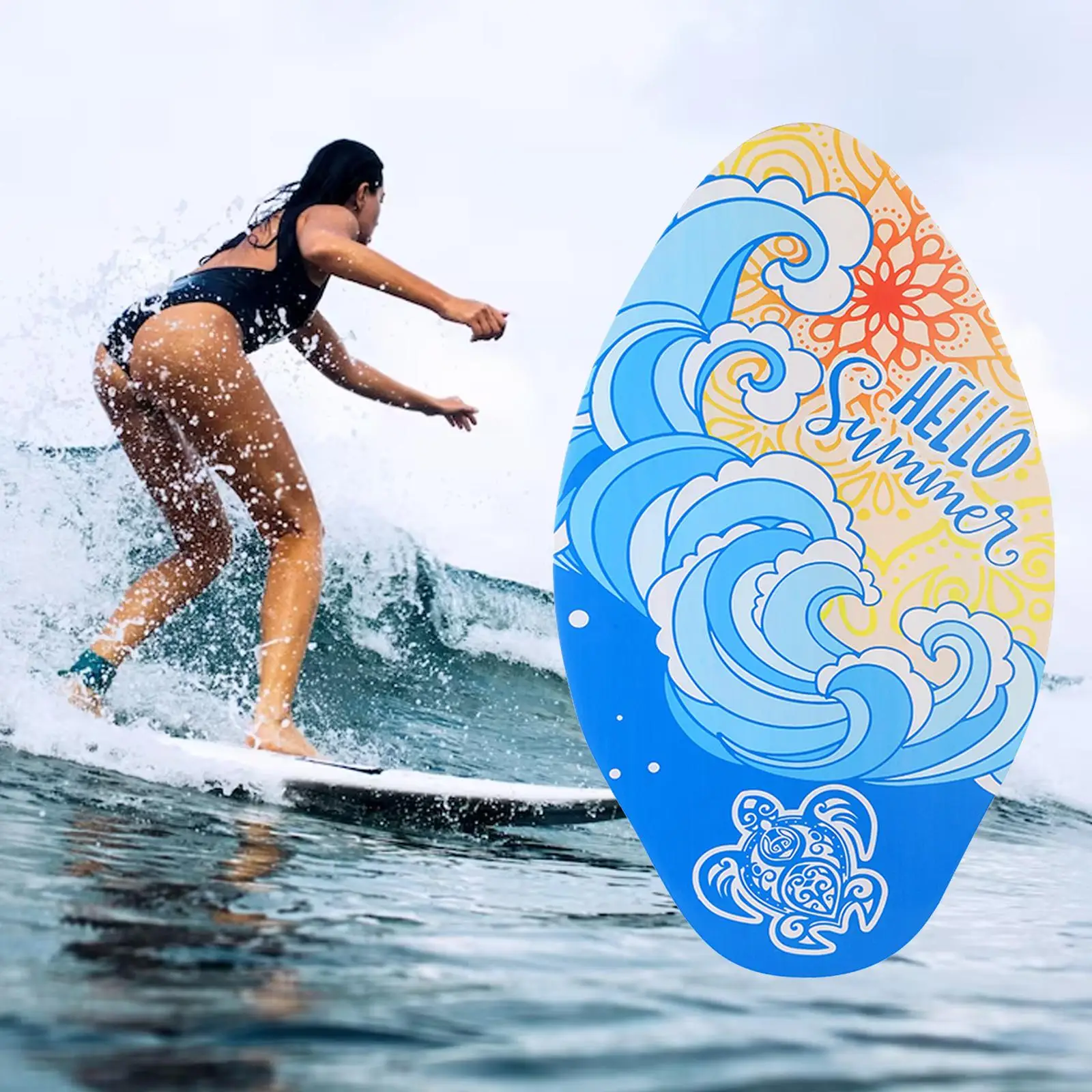 Skimboard Durable Universal Beginners Skim Board Small Surfboard Surf Board for Kids Men Women Teenagers Unisex Beach Toys